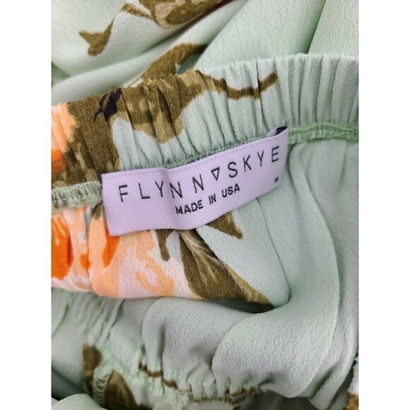New Flynn Skye Bardot Maxi Dress Womens M Mint Gatherings Slit Rayon Green Flora - Picture 6 of 7